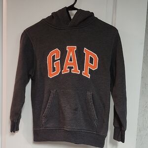 GAP Kids Charcoal Hoodie with Vibrant Orange Lettering